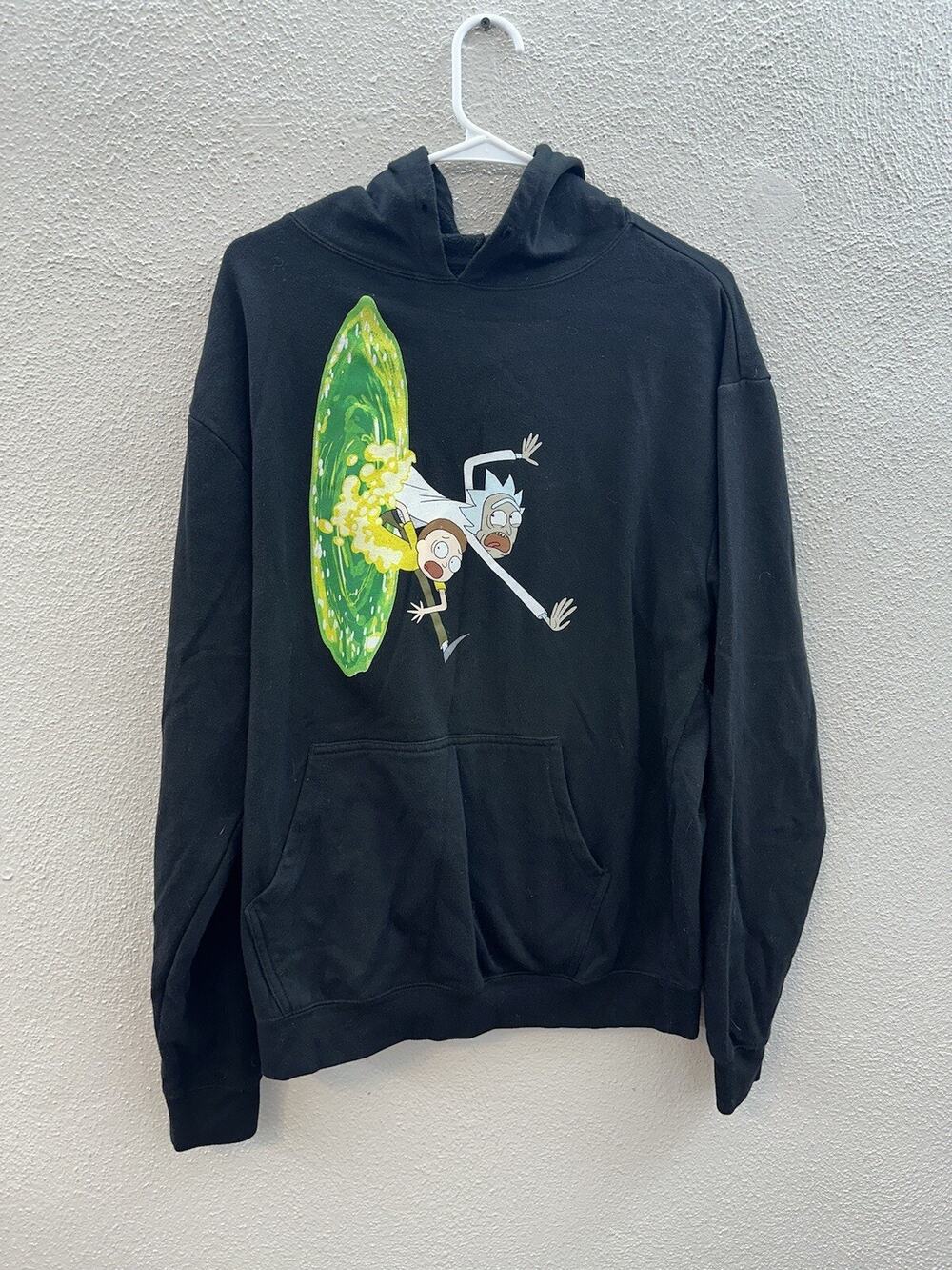 Rick and Morty Adult Swim Sweatshirt Size Large Black Graphic Print Hooded